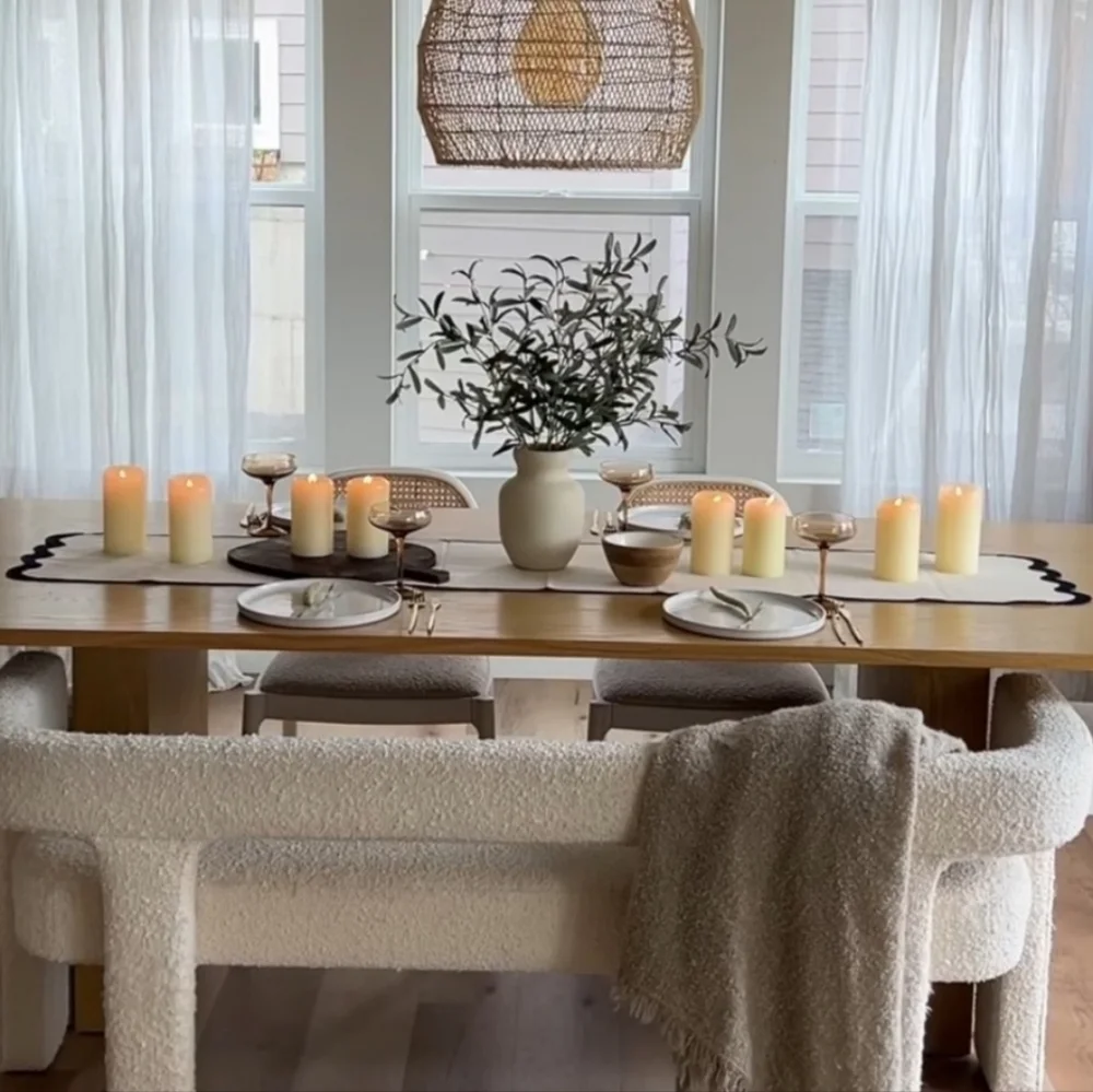 NWT Chan‎ Luu scallop trim table runner natural